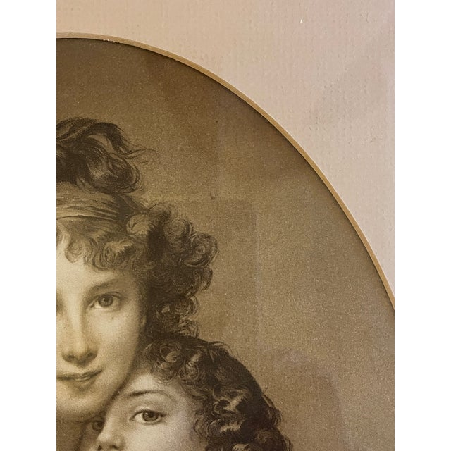 Wood 1920s French Art - Lithograph Mother & Daughter Self Portrait by Madame Vigee Le Brun For Sale - Image 7 of 9