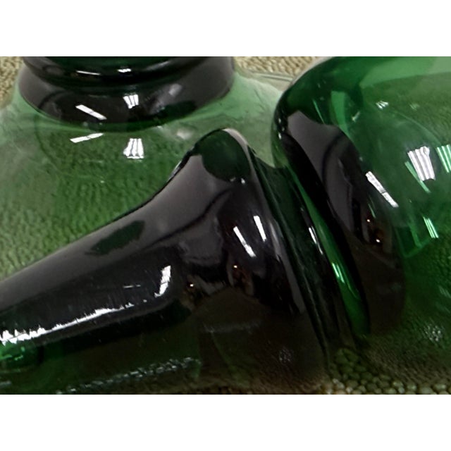 Italian Hand Blown Green Vessel With Stopper For Sale - Image 12 of 12