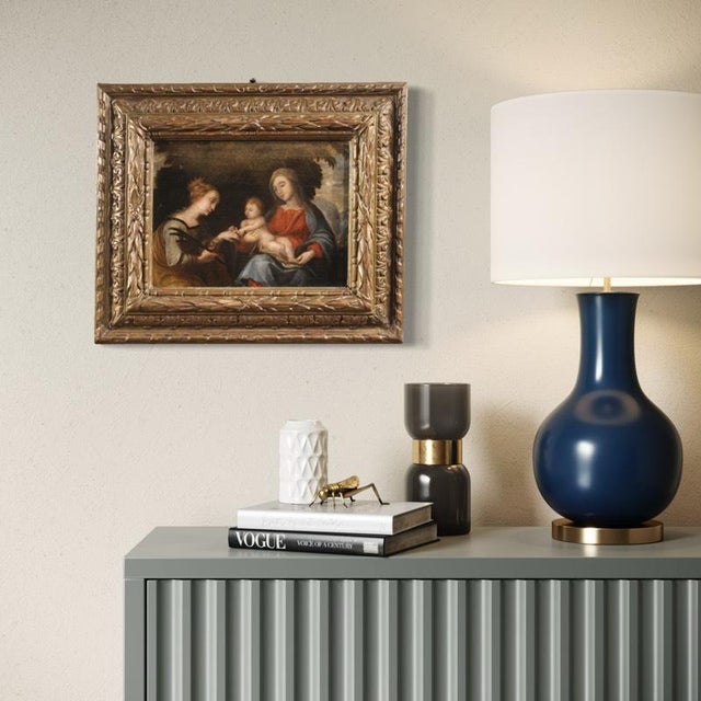 17th Century Mystical Marriage of Saint Catherine of Alexandria, 1630, Oil on Panel, Framed For Sale - Image 5 of 16