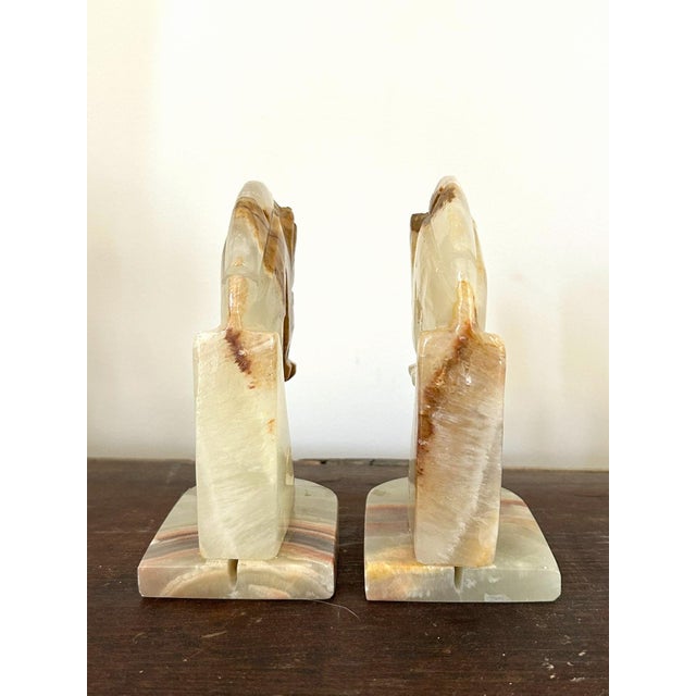 Mid 20th Century Mid 20th Century Yellow Onyx Horsehead Bookends - a Pair For Sale - Image 5 of 7