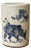 Chinese Distressed White Porcelain Blue Kids Cow Graphic Holder Vase For Sale