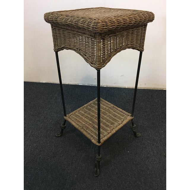Vintage Metal & Painted Wicker Two Tier End Table Chairish