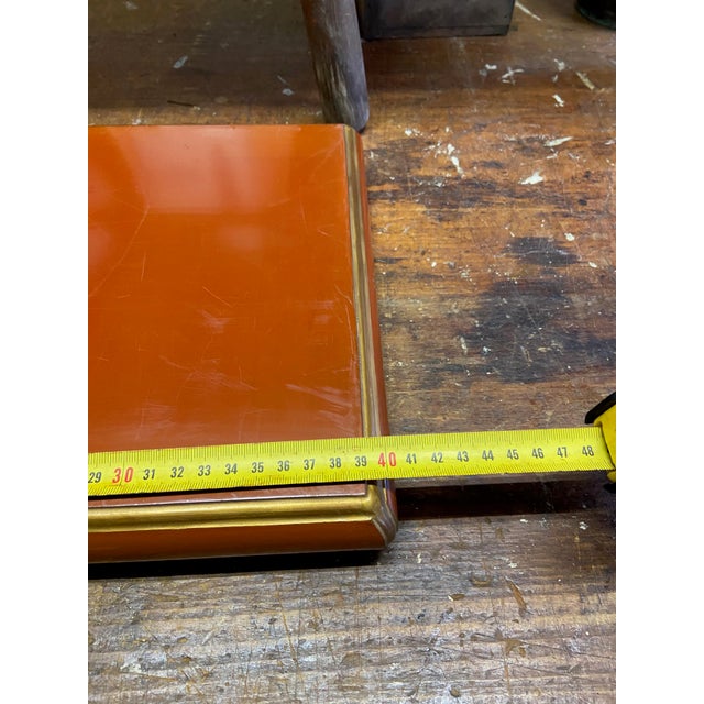 Wood Coral REd Lacquered Base For Sale - Image 7 of 8