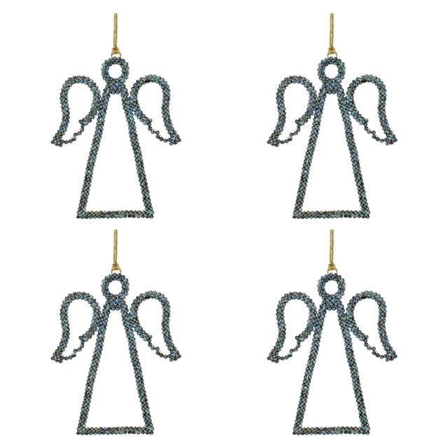 Contemporary Angel Ornament Set of 4  5.25"H Iron & Acrylic For Sale - Image 3 of 3