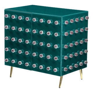 Custom Dry Bar Blue Glass Cabinet For Sale