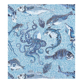 The House of Scalamandré Mikonos Wallcovering, Blue For Sale