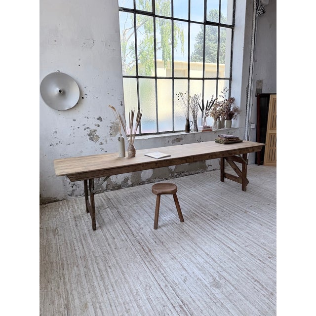 Wood Pine Farmhouse Folding Table, 1950s For Sale - Image 7 of 18