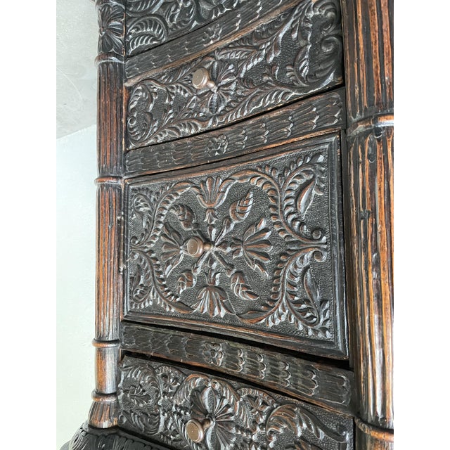 Antique Carved Blackened Pine Chest of Drawers For Sale - Image 16 of 18