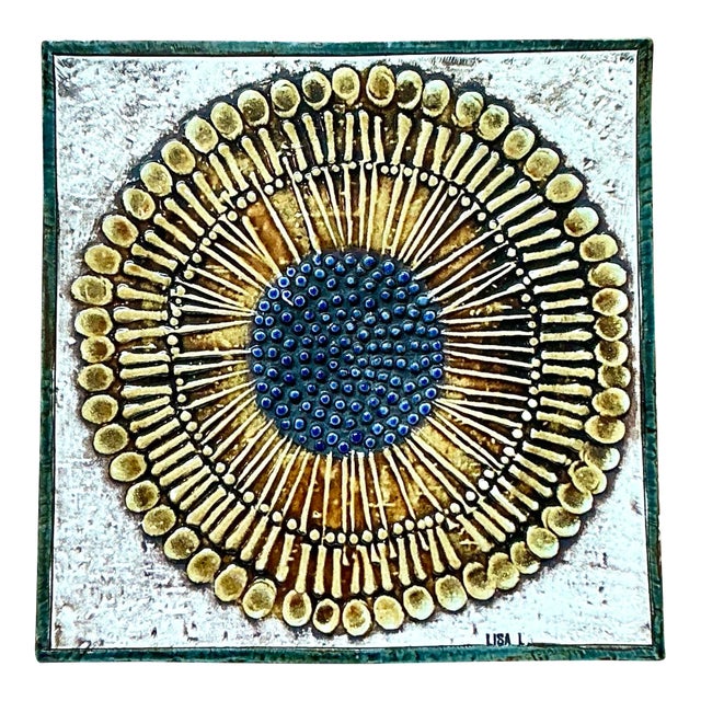 Vintage Boho Original Willow Studio Pottery Tile For Sale