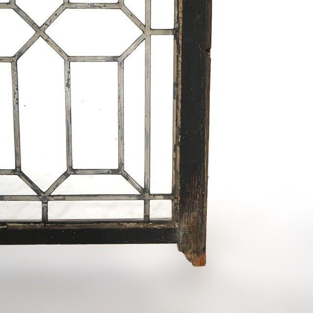 Antique Arts & Crafts Leaded & Stained Glass Window With Country Road Circa 1910 For Sale - Image 9 of 14
