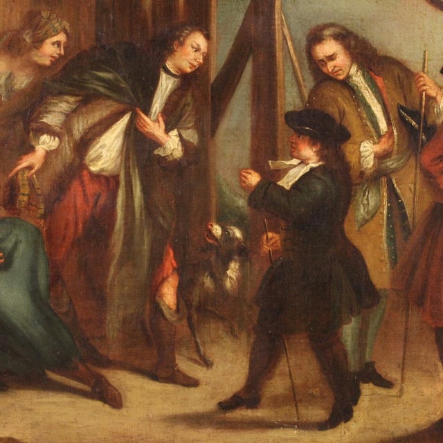 English Artist, Genre Scene, 1750, Oil on Canvas For Sale - Image 6 of 15