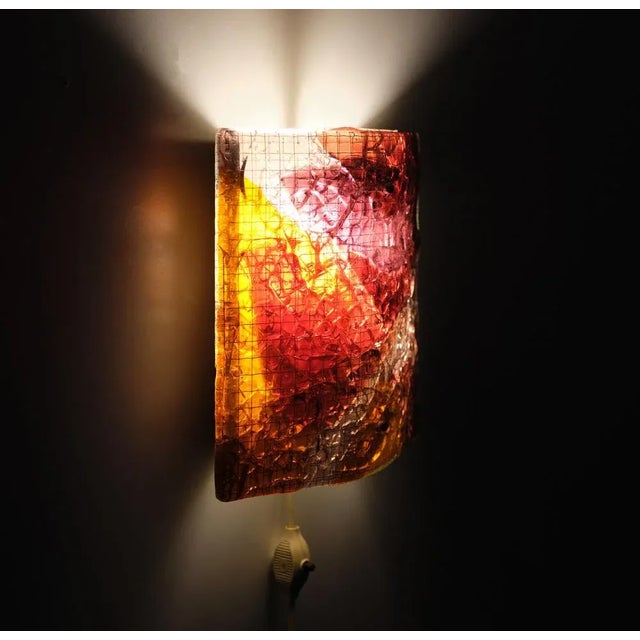 Van Tetterode Art Glass Amsterdam Wall Lamp, 1958 For Sale - Image 4 of 11