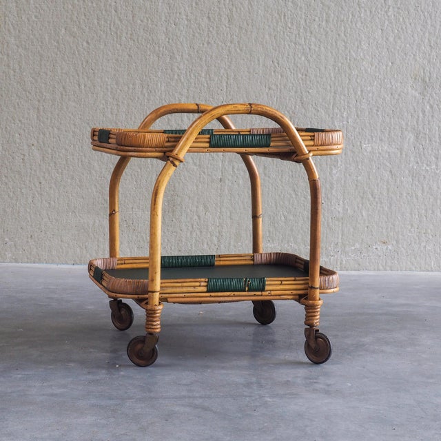 Vintage Bamboo Serving Trolley, 1950s For Sale - Image 17 of 18