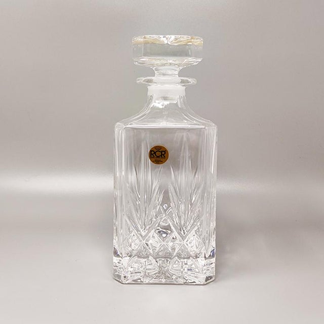 Mid-Century Modern Crystal Decanter and Glasses from RCR, Set of 3 For Sale - Image 3 of 8