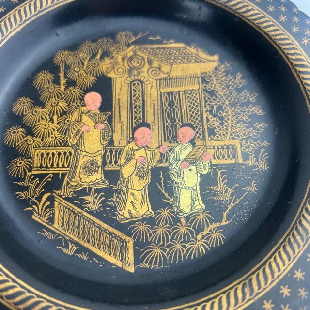 Chinese Early 20th Century Hand Painted Papier-Mâché Plate For Sale - Image 3 of 5