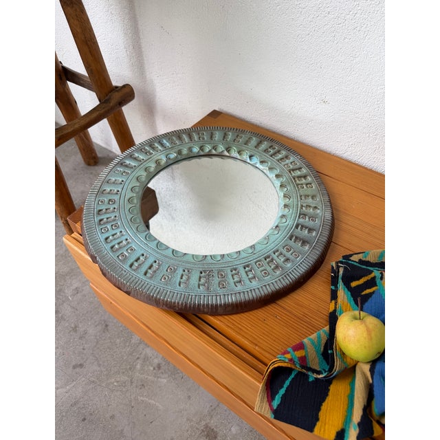 Vintage Italian Ceramic Art Mirror, 1990s For Sale - Image 10 of 18