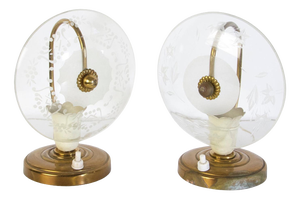 Mid-Century Modern Murano Glass and Brass Bedside Lamps, Italy, 1940s, Set of 2