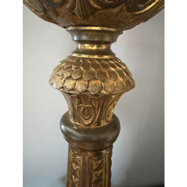 Mid 20th Century Italian Baroque Studded Gilt Brass Buffet Lamps - a Pair For Sale - Image 9 of 10