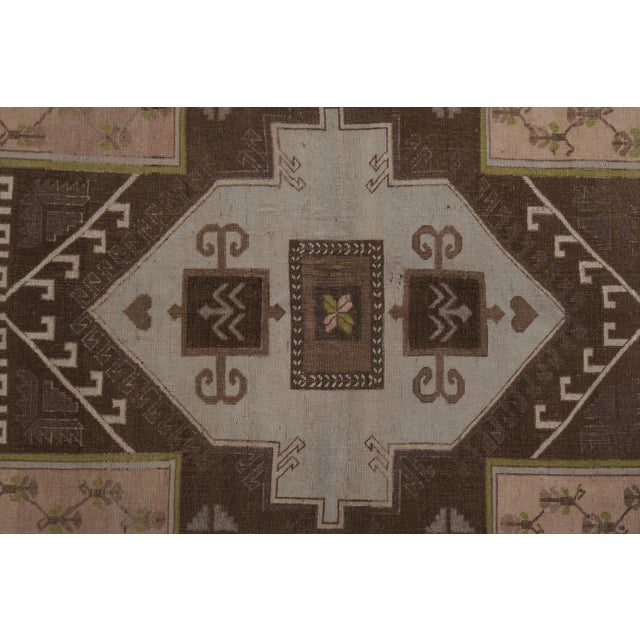 Mid-Century Modern Vintage Brown Turkish Kars Rug 5'10'' X 10' For Sale - Image 3 of 13
