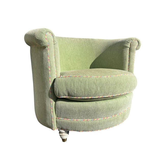 Traditional Huffman Koos Custom Upholstered Club Chairs For Sale - Image 3 of 8