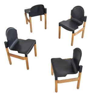 Flex 2000 Chairs in Beech and Plastic attributed to Gerd Lange for Thonet, 1973, Set of 4