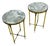 Circular Side Tables in Brass with Oxyde Mirror Tops, 1950s, Set of 2 For Sale
