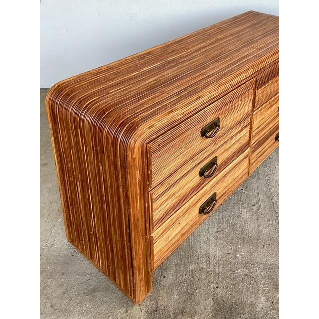 Mid-Century Modern Vintage Pencil Reed Waterfall Dresser For Sale - Image 3 of 12