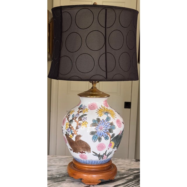 Vintage Chinoiserie Lamp in Botanical & Bird Motifs Attributed to Frederick Cooper For Sale - Image 12 of 18