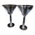 Vintage Salviati Graffiati Cut Stem Martini Glasses, Set of 2, 1990s Murano For Sale