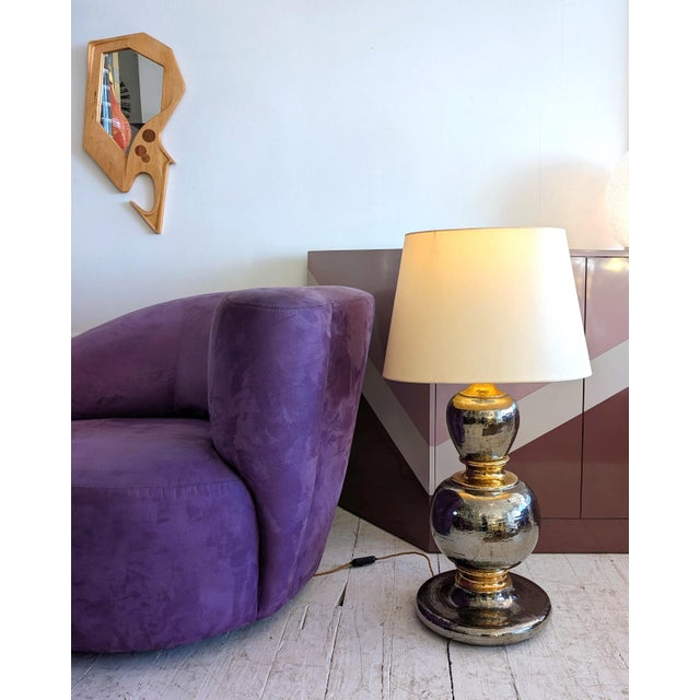 Large Mid-Century Modern Gold and Silver Glazed Terracotta Lamp by Studio 4, 1960s For Sale - Image 4 of 13