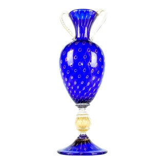 Late 20th Century Murano Glass Gold Fleck Deco Vase For Sale