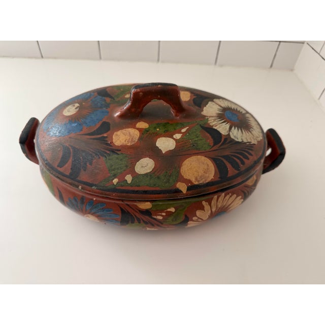 Vintage Mexican Tlaquepaque Redware Lidded Casserole Dish For Sale - Image 4 of 9