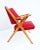 Armchair with beech structure and red skai coating. Produced in Italy in the 60s. In the real style