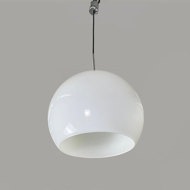 Mid-Century Modern Italian Round Opaline Glass Chandelier, 1960s For Sale - Image 16 of 16