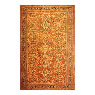 1890s Traditional Red Bold Tribal Geometric Antique Persian Sultanabad Wool Rug For Sale