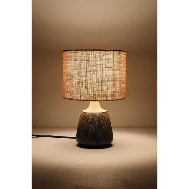 Handmade Ceramic Table Lamp with Jute Lampshade from Søholm, 1960s For Sale - Image 12 of 15