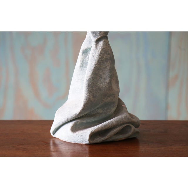 Vintage Sculptural Trompe l'Oeil Plaster "Drape" Table Lamps After John Dickinson 31" - a Pair For Sale - Image 6 of 8