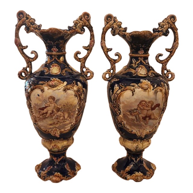 Pair of Mid 20th Century English Pottery Urns For Sale