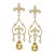Fleur De Lis Chandelier Earrings Studs With Citrine in Silver, Gold, A Pair For Sale