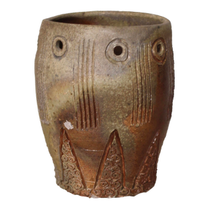 1980s Incised and Textured Art Pottery Vase