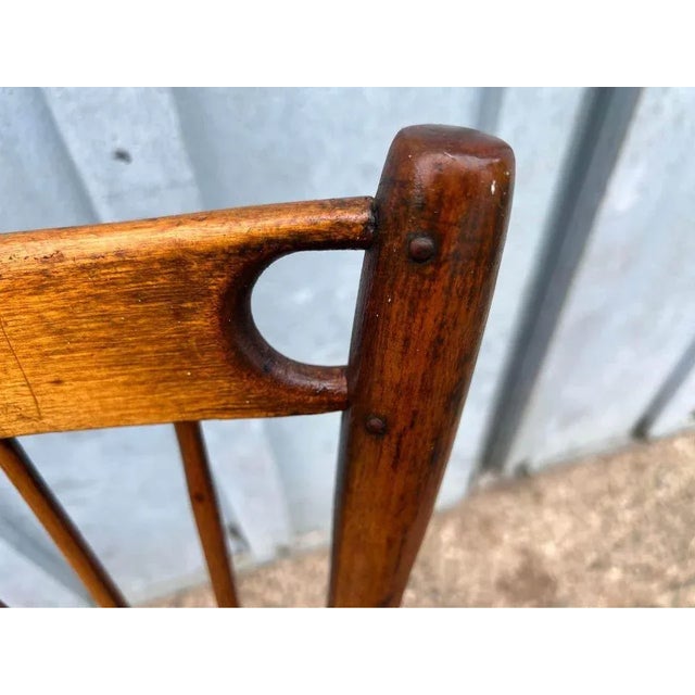 Pair Antique Primitive Thumb Back Yellow Pine Spindle Side Chairs Solid wood, Sturdy Approximate measures: Height 34.1/2”...