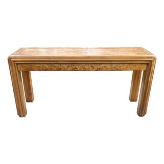 1980s Postmodern Burl Wood and Oak Sofa Table For Sale