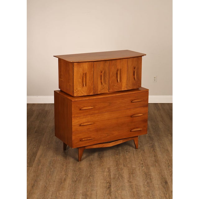 High Quality Vintage Walnut Gentleman's Chest with Folding Doors Opening to Drawers, Mounted on Raised Base, Possibly by...