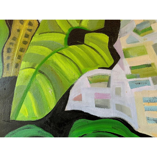 Marc Zimmerman "Jungle Bouquet" Oil Painting, Tropical Interior Still Life, Dense Botanical Arrangement, Green and Orange, Contemporary Art West Coast For Sale - Image 4 of 8