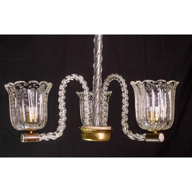Ercole Barovier Art Deco Chandelier, "Bullicante" Glass Murano, 1940s For Sale - Image 9 of 11