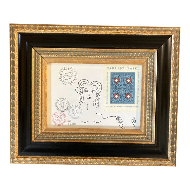 Contemporary Original Judy Henn “First Day With Tail” Ink Drawing/Collage Framed For Sale