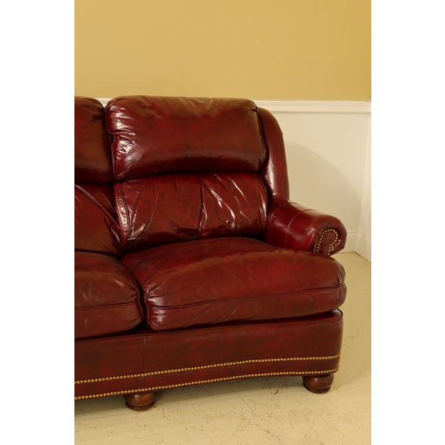 Hancock & Moore Burgundy Leather Sofa With Tack Head Trim Chairish
