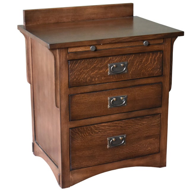 Crafters and Weavers Mission Crofter 3 Drawer Nightstand in Walnut For Sale - Image 12 of 12