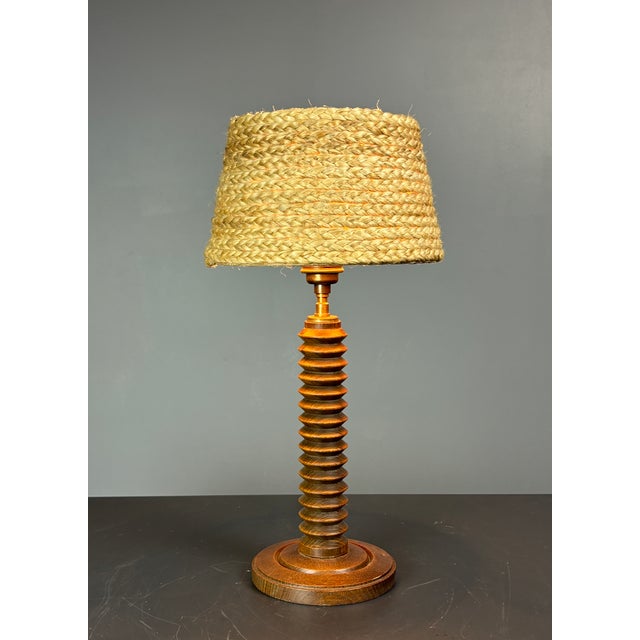 Mid-Century French Brutalist Turned Wood Table Lamp in the Style of Charles Dudouyt, 1950s For Sale - Image 13 of 15