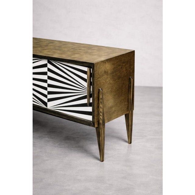 Wood Scandinavian Sideboard in Birch with Hand-Painted Op-Art Pattern, 1960s For Sale - Image 7 of 18